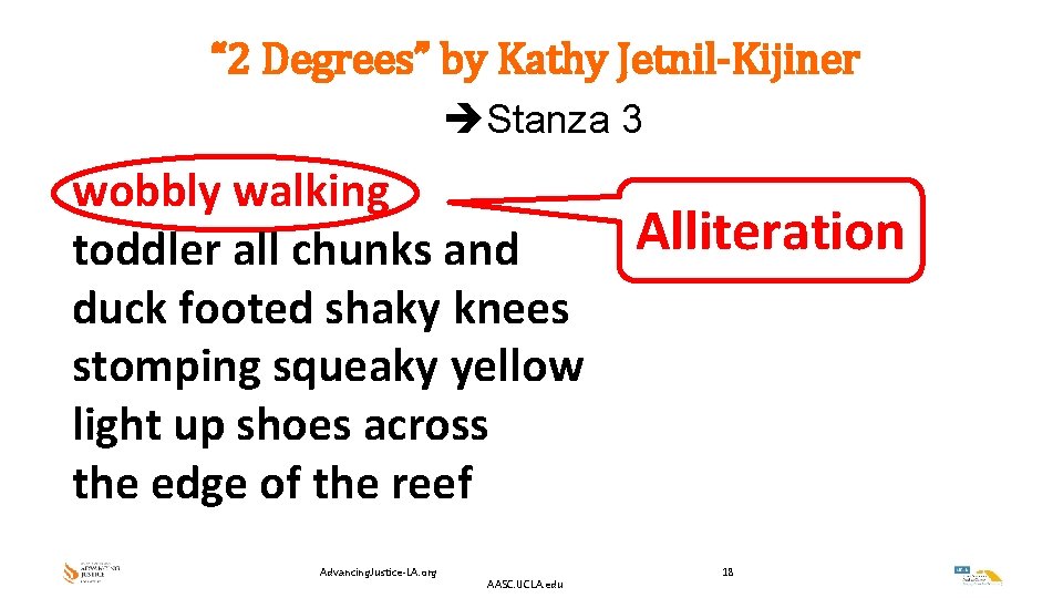 “ 2 Degrees” by Kathy Jetnil-Kijiner Stanza 3 wobbly walking Alliteration toddler all chunks “ 2 Degrees” by Kathy Jetnil-Kijiner Stanza 3 wobbly walking Alliteration toddler all chunks