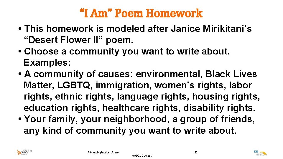 “I Am” Poem Homework • This homework is modeled after Janice Mirikitani’s “Desert Flower “I Am” Poem Homework • This homework is modeled after Janice Mirikitani’s “Desert Flower