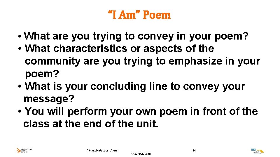 “I Am” Poem • What are you trying to convey in your poem? • “I Am” Poem • What are you trying to convey in your poem? •