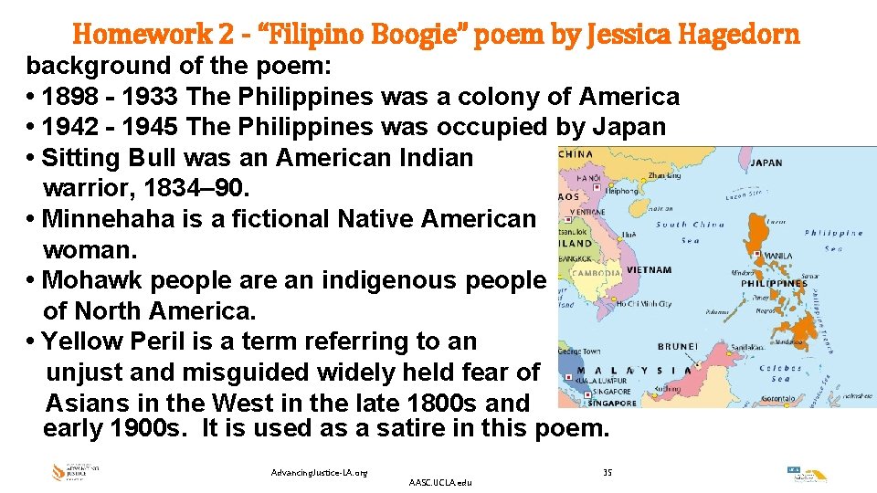 Homework 2 - “Filipino Boogie” poem by Jessica Hagedorn background of the poem: • Homework 2 - “Filipino Boogie” poem by Jessica Hagedorn background of the poem: •