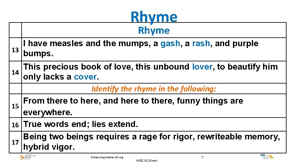 Rhyme I have measles and the mumps, a gash, a rash, and purple 13 Rhyme I have measles and the mumps, a gash, a rash, and purple 13