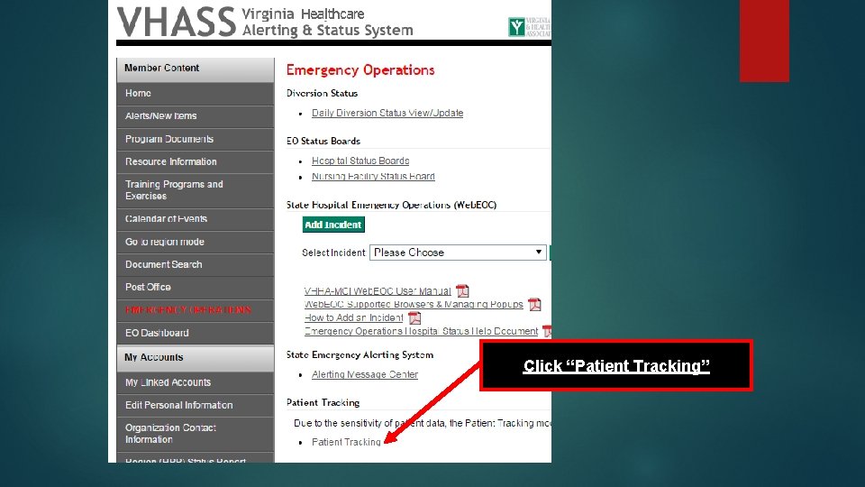 Click “Patient Tracking” 