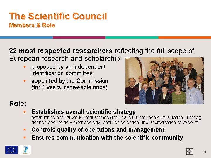 The Scientific Council Members & Role 22 most respected researchers reflecting the full scope