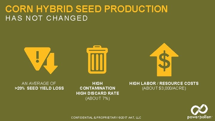 CORN HYBRID SEED PRODUCTION HAS NOT CHANGED AN AVERAGE OF >20% SEED YIELD LOSS