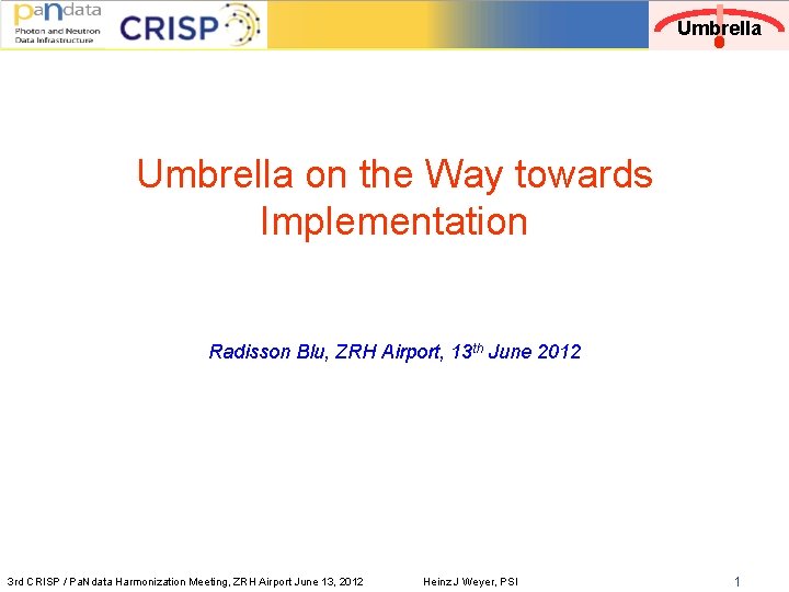 Umbrella on the Way towards Implementation Radisson Blu, ZRH Airport, 13 th June 2012