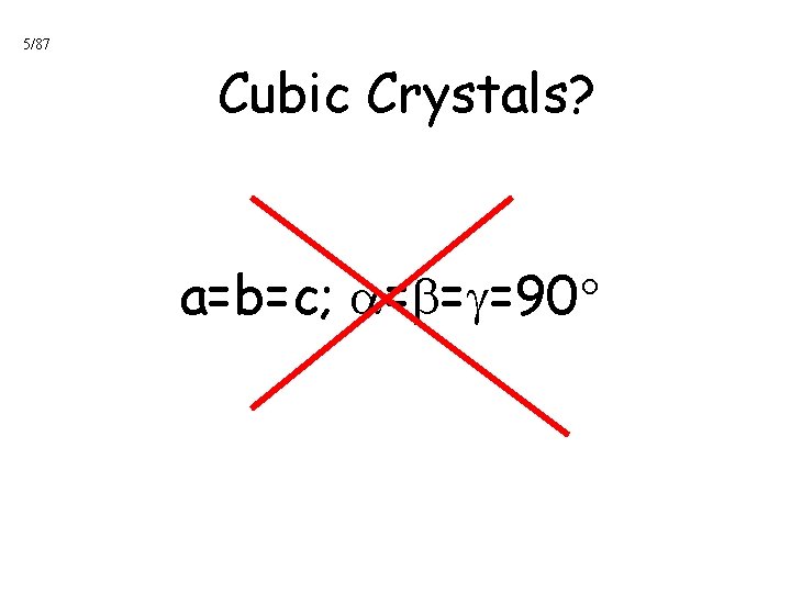 5/87 Cubic Crystals? a=b=c; = = =90 