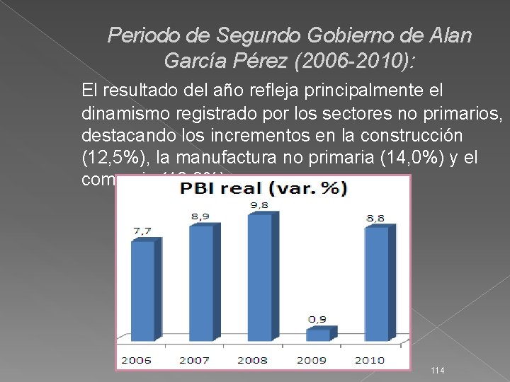Periodo de Segundo Gobierno de Alan García Pérez (2006 -2010): El resultado del año