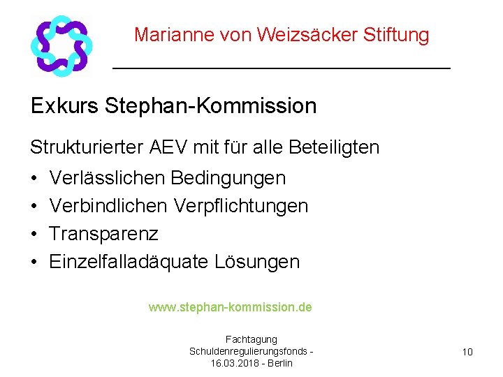 Marianne von Weizsäcker Stiftung ________________ Exkurs Stephan-Kommission Strukturierter AEV mit für alle Beteiligten •