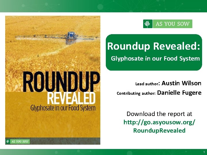 Roundup Revealed: Glyphosate in our Food System Lead author: Austin Wilson Contributing author: Danielle
