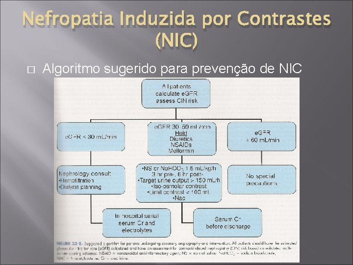 Nefropatia Induzida por Contrastes (NIC) � Algoritmo sugerido para prevenção de NIC 