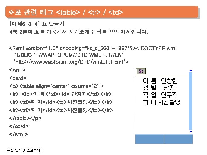 v표 관련 태그 <table> / <tr> / <td> [예제 6 -3 -4] 표 만들기