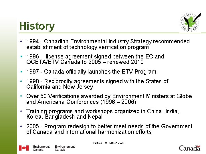 Canadas Environmental Technology Verification ETV Program Abe Finkelstein