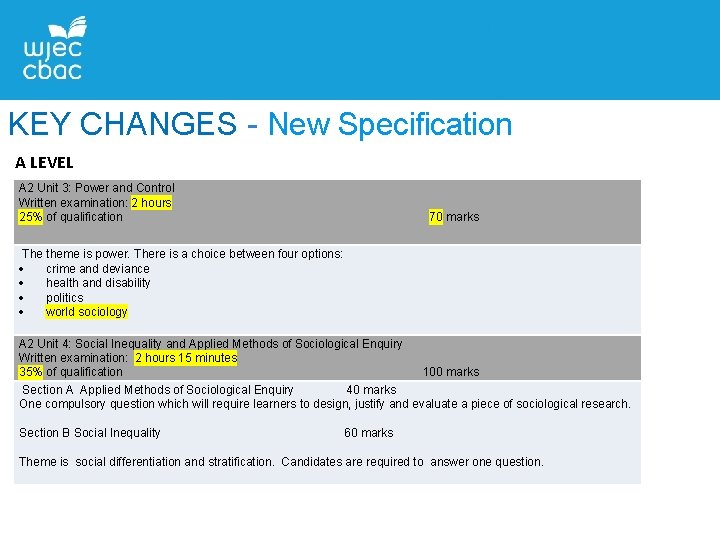 KEY CHANGES - New Specification A LEVEL A 2 Unit 3: Power and Control KEY CHANGES - New Specification A LEVEL A 2 Unit 3: Power and Control