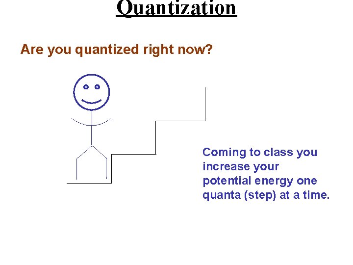 Quantization Are you quantized right now? Coming to class you increase your potential energy