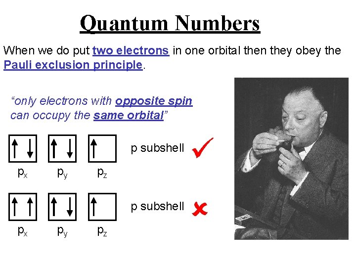 Quantum Numbers When we do put two electrons in one orbital then they obey