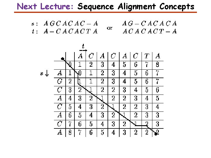 Next Lecture: Sequence Alignment Concepts 