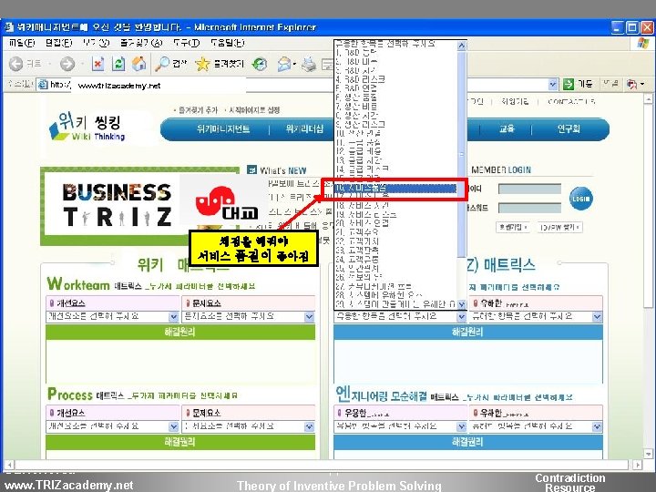 모순테이블 www. trizacademy. net 채점을 해줘야 서비스 품질이 좋아짐 GEN 3 Korea www. TRIZacademy. 모순테이블 www. trizacademy. net 채점을 해줘야 서비스 품질이 좋아짐 GEN 3 Korea www. TRIZacademy.