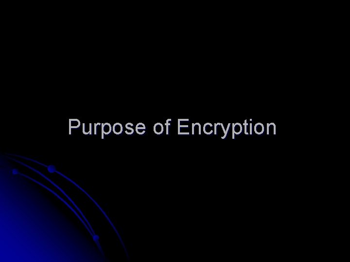 Purpose of Encryption 