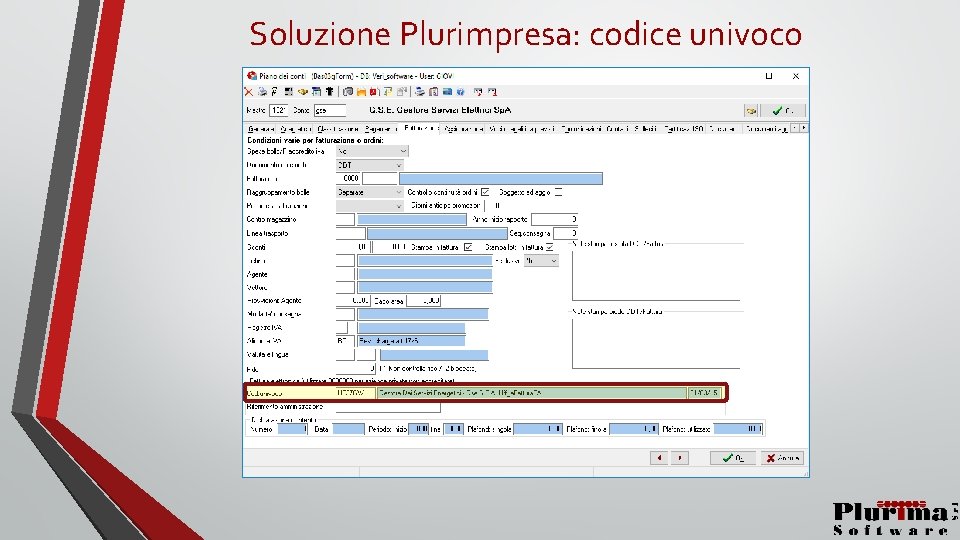 Soluzione Plurimpresa: codice univoco 