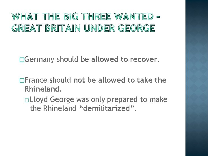 �Germany �France should be allowed to recover. should not be allowed to take the