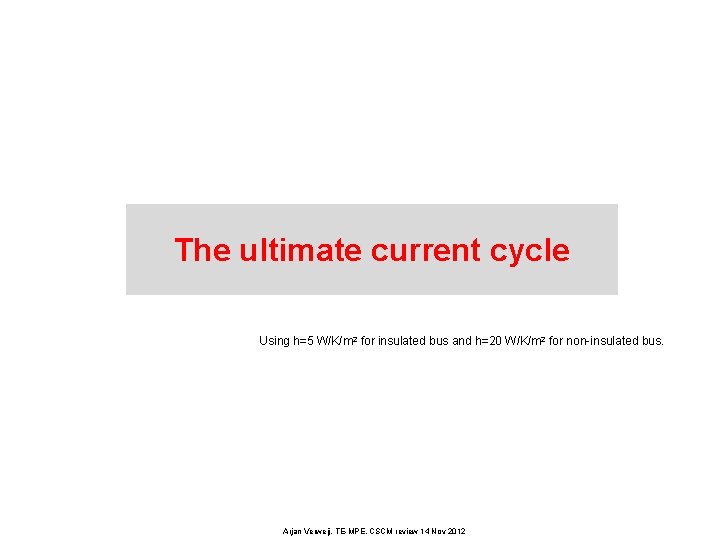 The ultimate current cycle Using h=5 W/K/m 2 for insulated bus and h=20 W/K/m