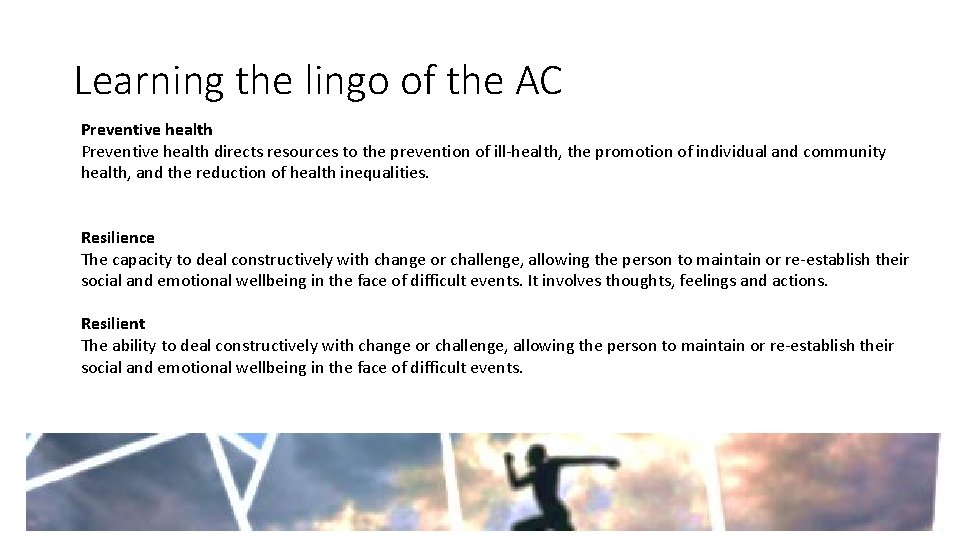 Learning the lingo of the AC Preventive health directs resources to the prevention of