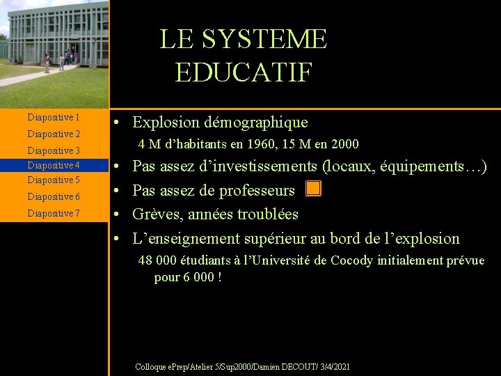 LE SYSTEME EDUCATIF Diapositive 1 Diapositive 2 Diapositive 3 Diapositive 4 Diapositive 5 Diapositive