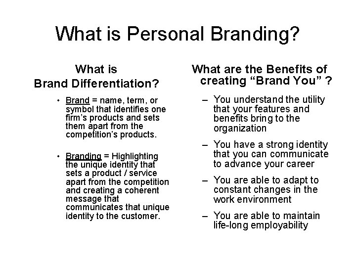 What is Personal Branding? What is Brand Differentiation? What are the Benefits of creating