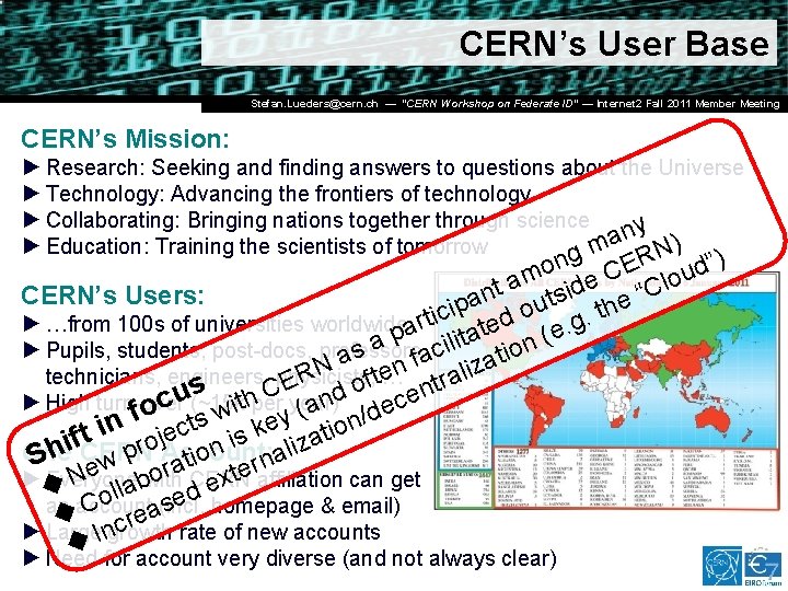 CERN’s User Base Dr. Stefan Lüders (CERN IT/CO) ― DESY ― 20. Februar 2007