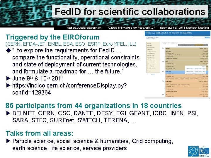 Fed. ID for scientific collaborations Dr. Stefan Lüders (CERN IT/CO) ― DESY ― 20.