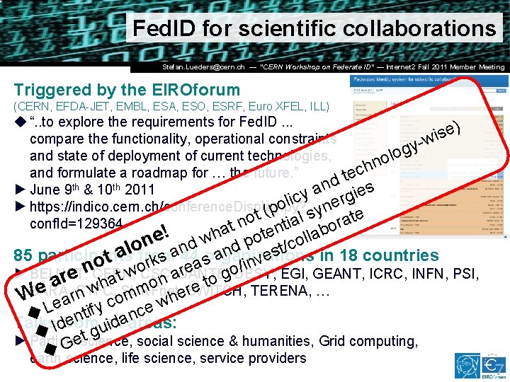 Fed. ID for scientific collaborations Dr. Stefan Lüders (CERN IT/CO) ― DESY ― 20.