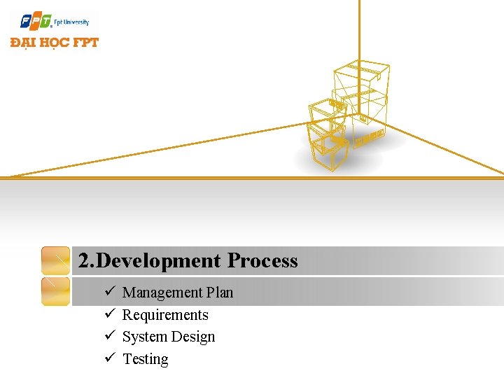2. Development Process ü ü Management Plan Requirements System Design Testing 