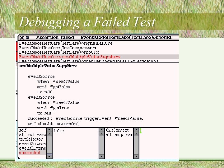 Debugging a Failed Test Debugging a Failed Test