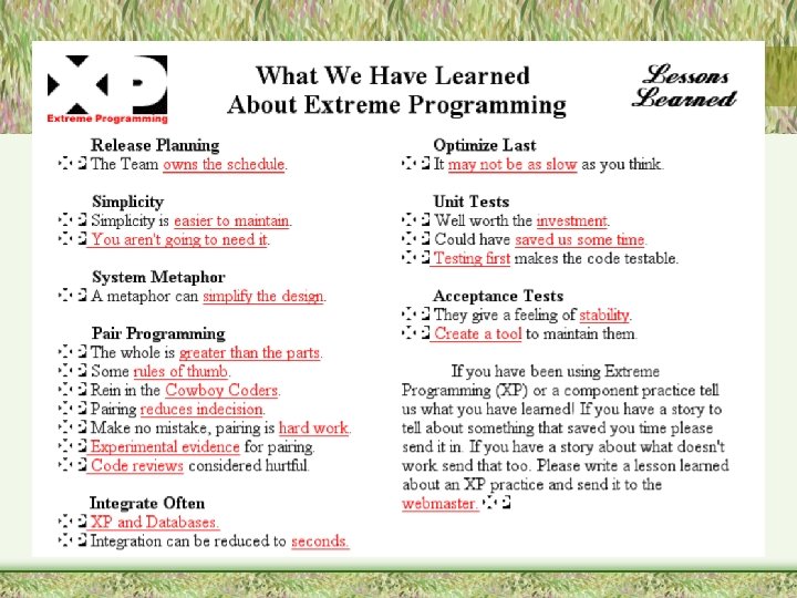 Lessons Learned Lessons Learned