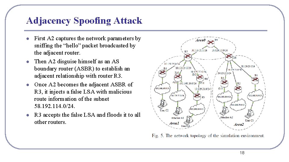 Adjacency Spoofing Attack l l First A 2 captures the network parameters by sniffing Adjacency Spoofing Attack l l First A 2 captures the network parameters by sniffing