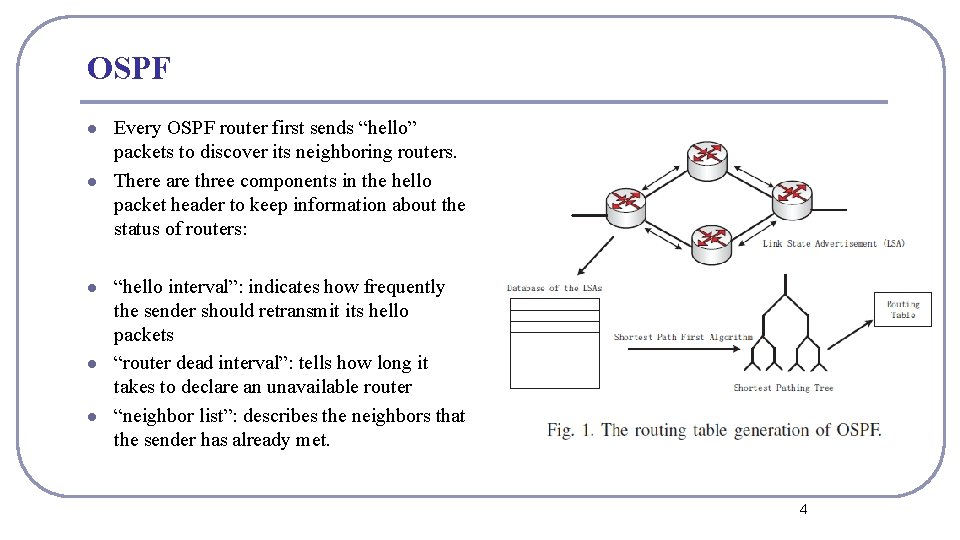 OSPF l l l Every OSPF router first sends “hello” packets to discover its OSPF l l l Every OSPF router first sends “hello” packets to discover its