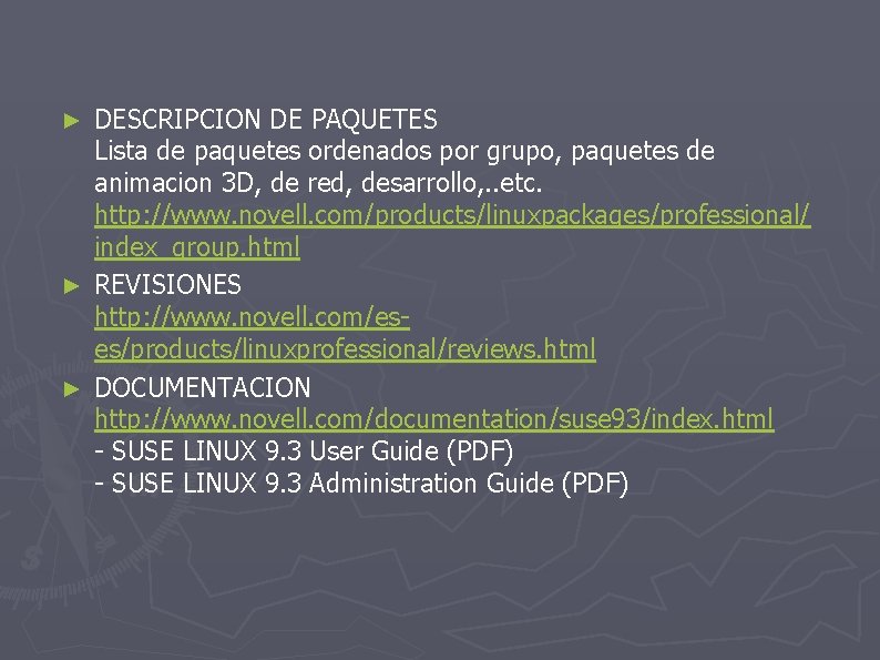 DESCRIPCION DE PAQUETES Lista de paquetes ordenados por grupo, paquetes de animacion 3 D,