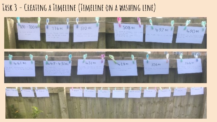 Task 3 - Creating a Timeline (Timeline on a washing line) 