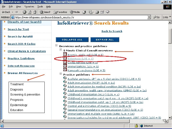 Treatment Diagnosis Screening & prevention Prognosis Epidemiology Education 12 Tufts Health Care Institute/Office of