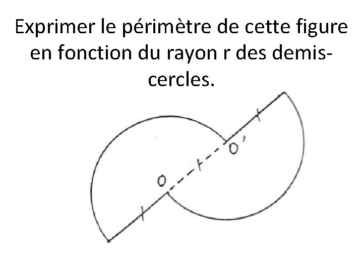 Exprimer le périmètre de cette figure en fonction du rayon r des demiscercles. 