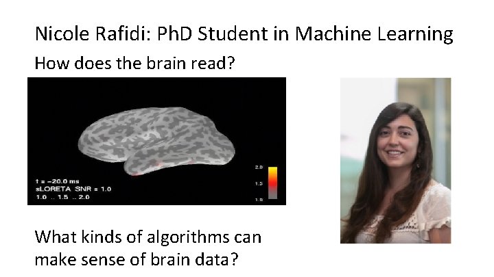 Nicole Rafidi: Ph. D Student in Machine Learning How does the brain read? What