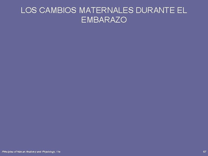 LOS CAMBIOS MATERNALES DURANTE EL EMBARAZO Principles of Human Anatomy and Physiology, 11 e