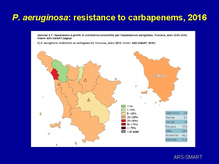 P. aeruginosa: resistance to carbapenems, 2016 ARS-SMART 
