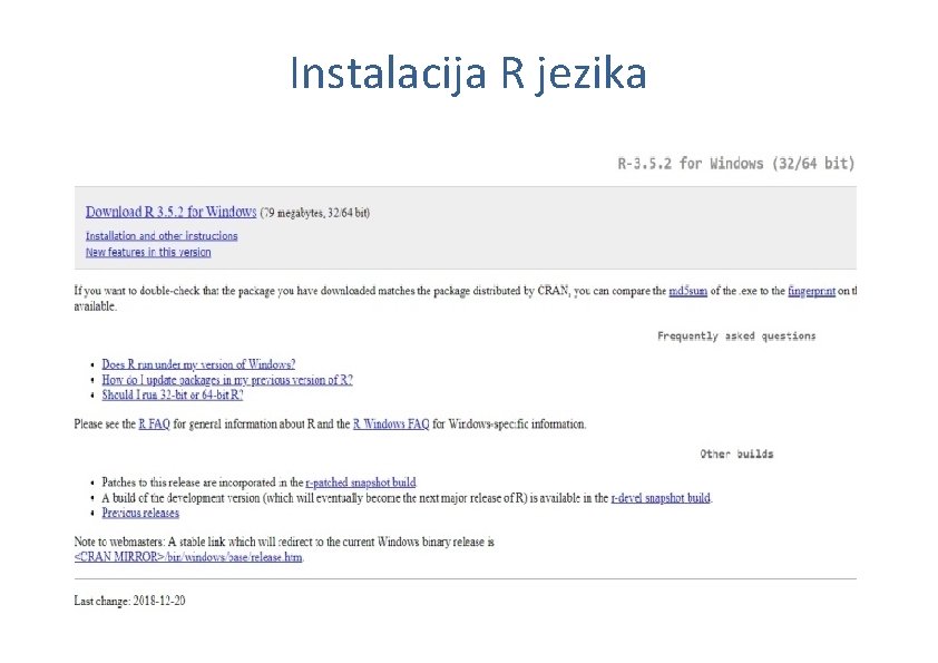 Instalacija R jezika 