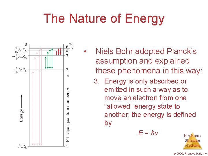 The Nature of Energy • Niels Bohr adopted Planck’s assumption and explained these phenomena