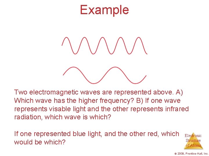 Example Two electromagnetic waves are represented above. A) Which wave has the higher frequency?