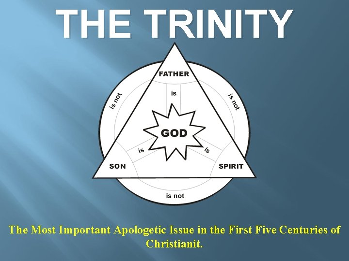 THE TRINITY The Most Important Apologetic Issue in the First Five Centuries of Christianit.
