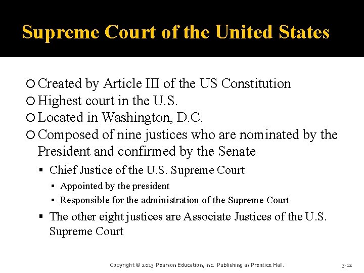 Supreme Court of the United States Created by Article III of the US Constitution