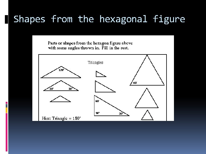 Shapes from the hexagonal figure 
