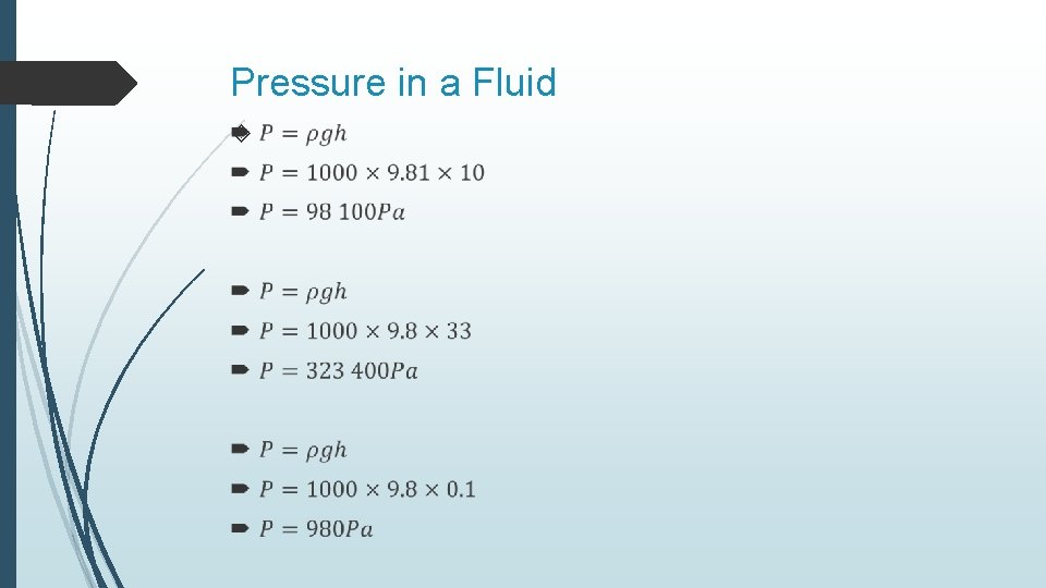 Pressure in a Fluid 